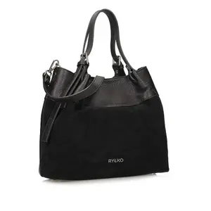 Genuine Leather and Suede Handbag for Women Ryłko image-1