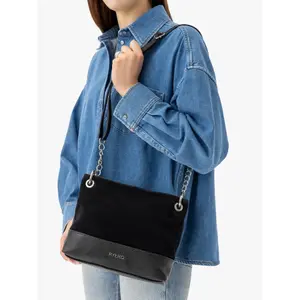 Klassische Handtasche aus glattem Leder und Wildleder Damen Ryłko image-2