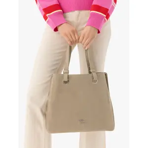 Borsa a mano con chiusura magnetica in pelle e camoscio donna Ryłko image-3
