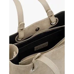 Borsa a mano con chiusura magnetica in pelle e camoscio donna Ryłko image-6