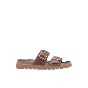 Metallic Gold Accent Leather Sandals Women Ryłko image-0