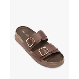 Metallic Gold Accent Leather Sandals Women Ryłko image-2