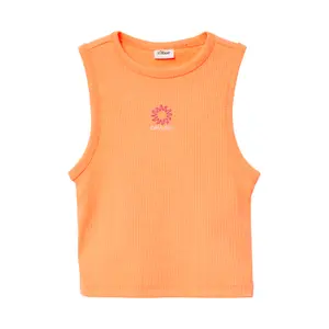Slim Fit Ribbed Fabric Vest with Embroidery for Girls s.Oliver image-2