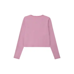 T-shirt a maniche lunghe slim in maglia a coste con dettaglio in pizzo ragazza s.Oliver image-1