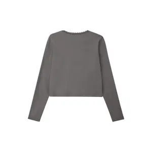 T-shirt a maniche lunghe slim in maglia a coste con dettaglio in pizzo ragazza s.Oliver image-1