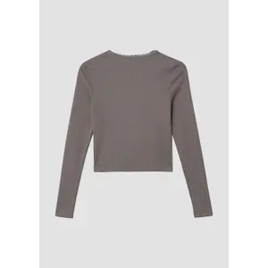 T-shirt a maniche lunghe slim in maglia a coste con dettaglio in pizzo ragazza s.Oliver image-3