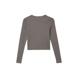 T-shirt a maniche lunghe slim in maglia a coste con dettaglio in pizzo ragazza s.Oliver image-4