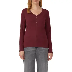 Randig ribbad T-shirt med Henley-krage dam s.Oliver image-1