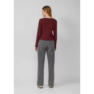 Randig ribbad T-shirt med Henley-krage dam s.Oliver image-2