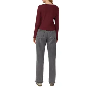 Randig ribbad T-shirt med Henley-krage dam s.Oliver image-3