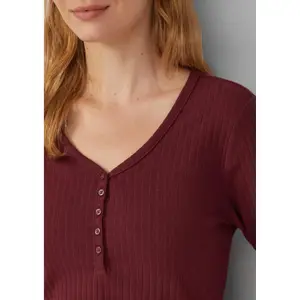 Randig ribbad T-shirt med Henley-krage dam s.Oliver image-4