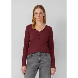 Randig ribbad T-shirt med Henley-krage dam s.Oliver image-6