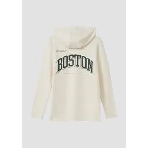 Langærmet T-shirt i let fleece med hætte og tryk på ryggen barn s.Oliver image-3