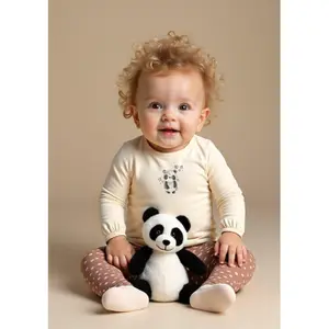 Katoenen langemouw T-shirt met panda motief voor baby s.Oliver image-6