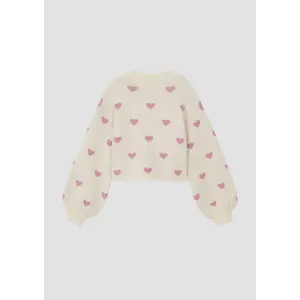 Pull court en maille corte amplia con motivo de corazones niña s.Oliver image-3