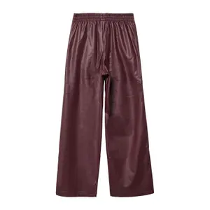 Girl's Wide Leg Faux Leather Trousers with Elastic Waistband s.Oliver image-4
