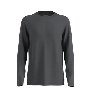 Long Sleeve Cotton T-Shirt with Crew Neck and Logo Patch s.Oliver image-0