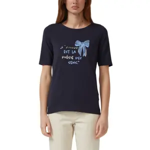 T-shirt από αναμειγμένο βαμβάκι με εκτύπωση μπροστά σε σλυμ γραμμή για γυναίκες s.Oliver image-2