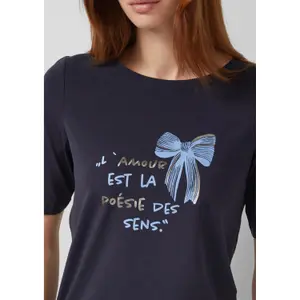 T-shirt από αναμειγμένο βαμβάκι με εκτύπωση μπροστά σε σλυμ γραμμή για γυναίκες s.Oliver image-3