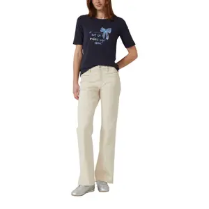 T-shirt από αναμειγμένο βαμβάκι με εκτύπωση μπροστά σε σλυμ γραμμή για γυναίκες s.Oliver image-6