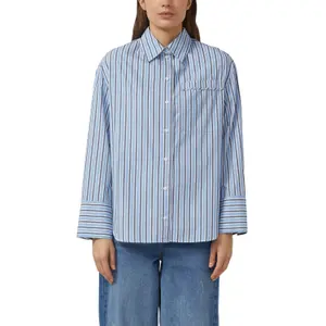 Striped Relaxed Fit Cotton Poplin Blouse with Shirt Collar Women s.Oliver image-2
