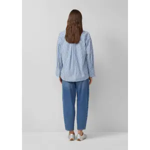 Striped Relaxed Fit Cotton Poplin Blouse with Shirt Collar Women s.Oliver image-4