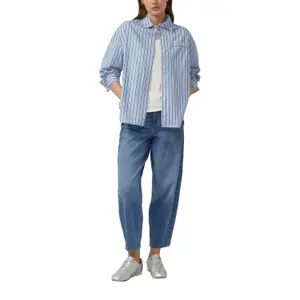 Striped Relaxed Fit Cotton Poplin Blouse with Shirt Collar Women s.Oliver image-6