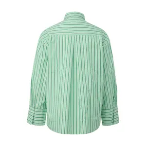 Striped Relaxed Fit Cotton Poplin Blouse with Shirt Collar Women s.Oliver image-1