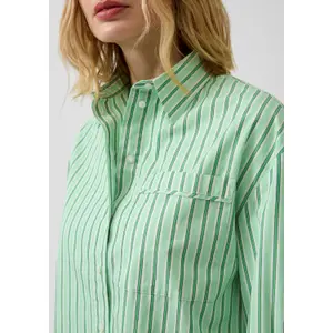 Striped Relaxed Fit Cotton Poplin Blouse with Shirt Collar Women s.Oliver image-3