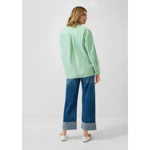 Striped Relaxed Fit Cotton Poplin Blouse with Shirt Collar Women s.Oliver image-4