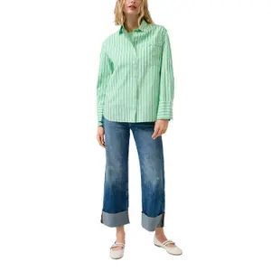 Striped Relaxed Fit Cotton Poplin Blouse with Shirt Collar Women s.Oliver image-6