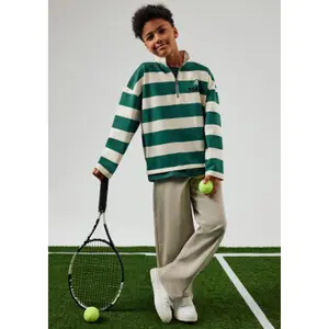 Relaxed Fit Wide Leg Mid Rise Cotton Blend Trousers Child s.Oliver image-5