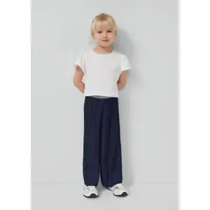 Pleated Regular Fit High Rise Wide Leg Elastic Waist Baby Girl Trousers s.Oliver image-6