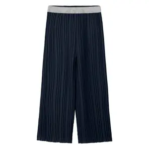 Elastic Waist Regular Fit High Rise Wide Leg Pleated Trousers Girl s.Oliver image-0