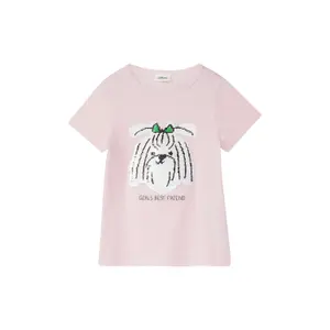 T-shirt med vändbara paljetter och rund hals tjej s.Oliver image-2