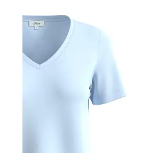 Μαλακή T-shirt σε σχήμα V από ελαστικό βαμβακερό μίγμα γυναικεία s.Oliver image-4