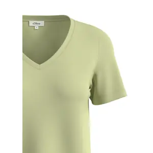 Μαλακή T-shirt σε σχήμα V από ελαστικό βαμβακερό μίγμα γυναικεία s.Oliver image-4