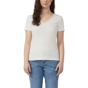 T-shirt από μαλακό βαμβακερό μίγμα με V λαιμόκοψη για γυναίκες s.Oliver image-2