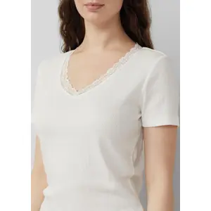 T-shirt από μαλακό βαμβακερό μίγμα με V λαιμόκοψη για γυναίκες s.Oliver image-3