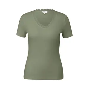 T-shirt από μαλακό βαμβακερό μίγμα με V λαιμόκοψη για γυναίκες s.Oliver image-0