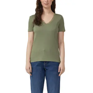 T-shirt από μαλακό βαμβακερό μίγμα με V λαιμόκοψη για γυναίκες s.Oliver image-2