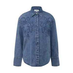 Denimbluse mit Stickerei und verdeckter Knopfleiste Damen s.Oliver image-0