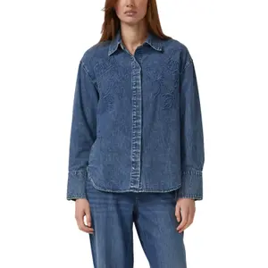 Denimbluse mit Stickerei und verdeckter Knopfleiste Damen s.Oliver image-2