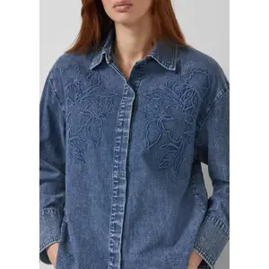 Denimbluse mit Stickerei und verdeckter Knopfleiste Damen s.Oliver image-3