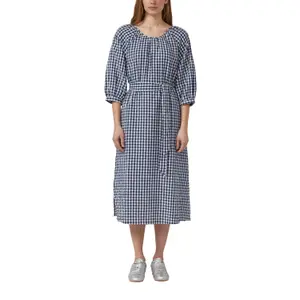 Karo-Baumwollkleid mit Raffungen und Stoffgürtel Damen s.Oliver image-2