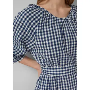 Karo-Baumwollkleid mit Raffungen und Stoffgürtel Damen s.Oliver image-3