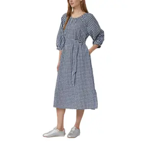 Karo-Baumwollkleid mit Raffungen und Stoffgürtel Damen s.Oliver image-6