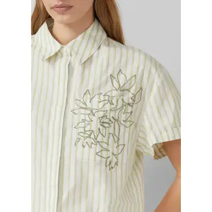 Gestreifte Baumwollbluse mit Stickerei und Pailletten Damen s.Oliver image-3