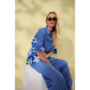 Gestreifte Baumwollbluse mit Rüschen und Alloverdruck Damen s.Oliver image-2
