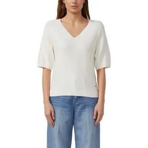 Pull de algodón mezclado con cuello en V mujer s.Oliver image-2